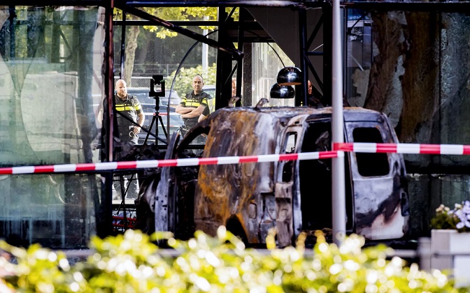 Van Crashes Into Netherlands De Telegraaf Newspaper Office In Amsterdam