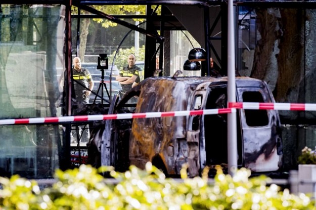 Van Crashes Into Netherlands De Telegraaf Newspaper Office In Amsterdam